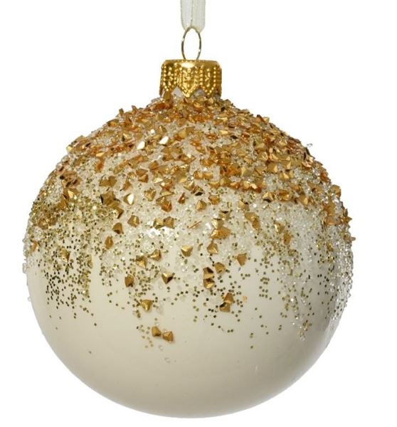 PALLINA DI NATALE VETRO SPARKLE TOP CM.D8 WOOL WHITE