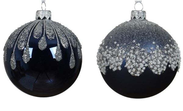 PALLINA DI NATALE VETRO SPARKLE TOP CM.D8 NIGHT BLUE