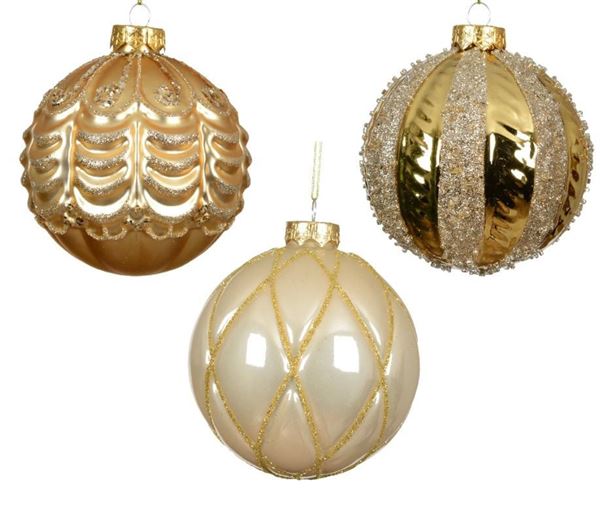 PALLINA NATALE VETRO GLITTER DIA10CM 3 MOD. ASS.