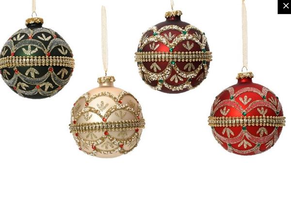 PALLINA NATALE VETRO PERLINE GLITTER DIA8CM 4 COL. ASS.