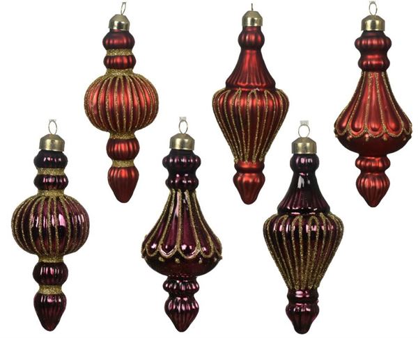 PENDENTE NATALE VETRO LINEE GLITTER CM.D6X16H 6 MOD. ASS.