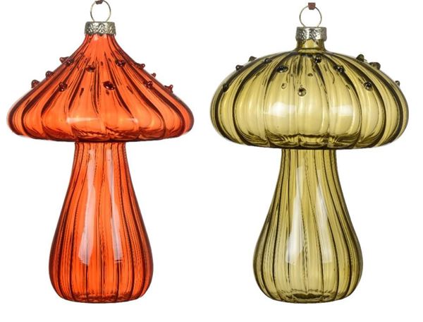 PENDENTE FUNGO VETRO TRASPARENTE CM.D9X13H 2 COL. ASS.