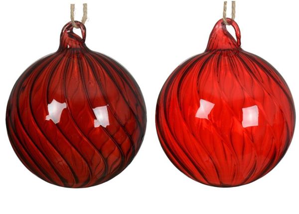 PALLINA NATALE VETRO VORTICE TRASPARENTE DIA8CM 2 COL. ASS.