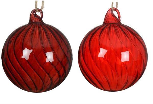 PALLINA NATALE VETRO TRASPARENTE DIA10CM 2 COL. ASS.