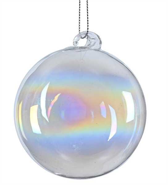 PALLINA DI NATALE VETRO IRIDISCENT CM.D8 TRANSPARENT/IRIS