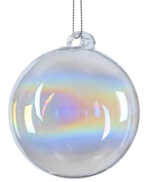 PALLINA DI NATALE VETRO IRIDISCENT CM.D10 TRANSPARENT/IRIS