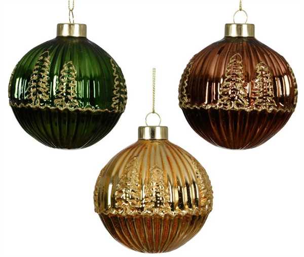 PALLINA NATALE VETRO ALBERI GLITTER DIA8CM 3 COL. ASS.