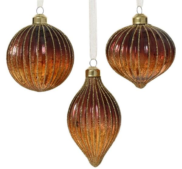 PALLINA NATALE VETRO LINEE GLITTER DIA8CM 3 MOD. ASS.