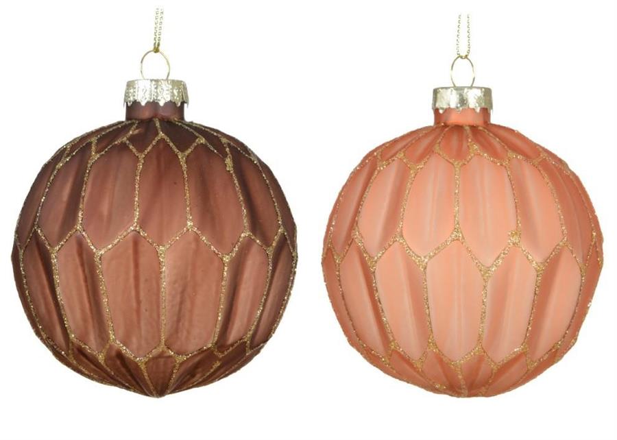 PALLINA NATALE VETRO GLITTER DIA8CM 2 COL. ASS.