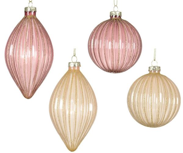 PALLINA NATALE VETRO TRANSPARENT GLITTER DIA8CM 4 MOD. ASS.