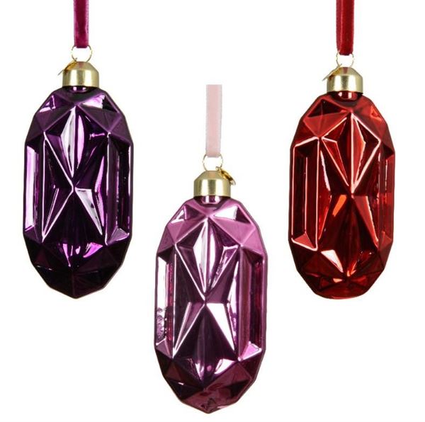 PENDENTE NATALE VETRO CM.5X11H 3 COLORI ASSORTITI