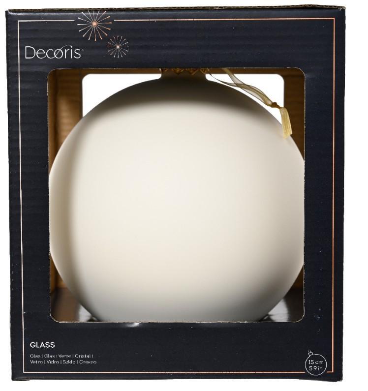 SFERA NATALE VETRO DIA15CM WOOL WHITE OPACO