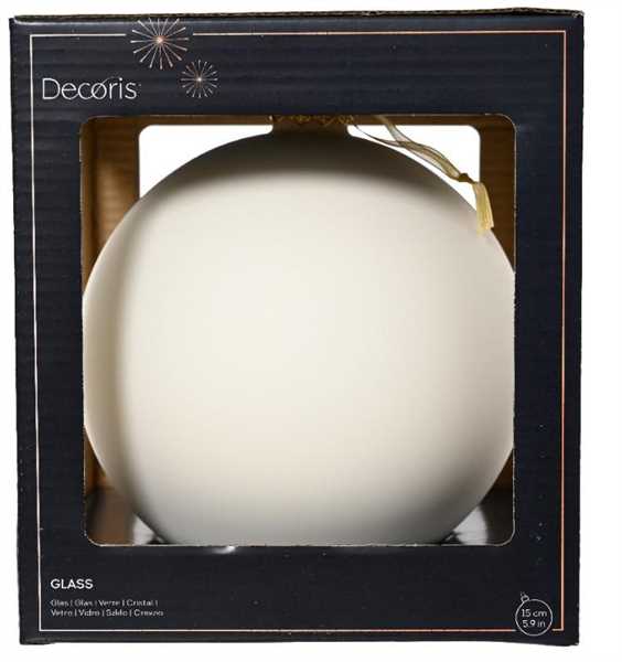 SFERA NATALE VETRO DIA15CM WOOL WHITE OPACO