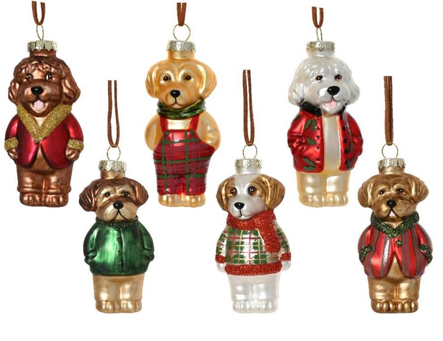 PENDENTE CANE VETRO CM.5X11H 6 MODELLI ASSORTITI