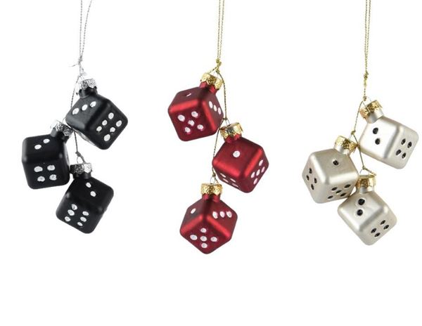 PENDENTE DADI VETRO CM.3X3,5H 3 COLORI ASSORTITI