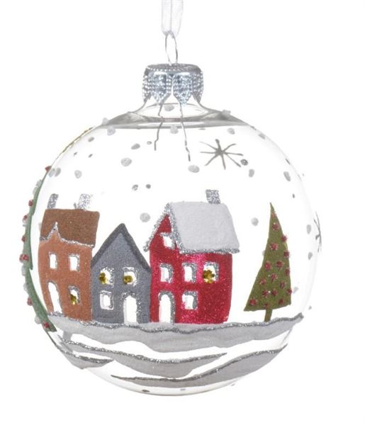 PALLINA DI NATALE VETRO CASE CM.D8CM TRANSPARENT