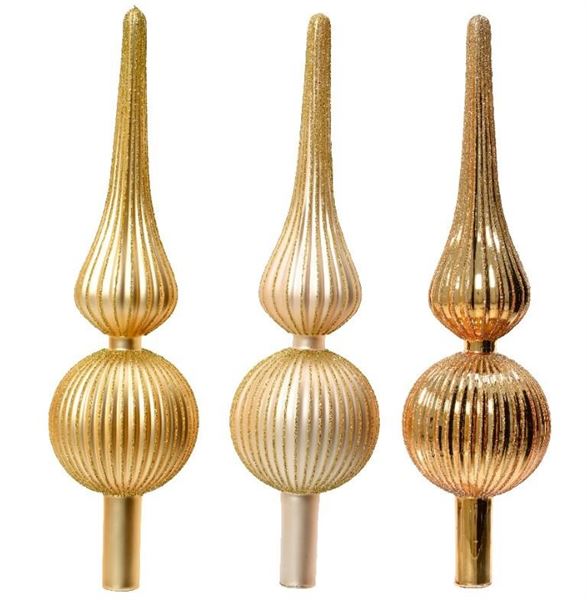 PUNTALE VETRO SHINY-MATT CM.D8X31H GOLD/PEARL 3 MOD. ASS.