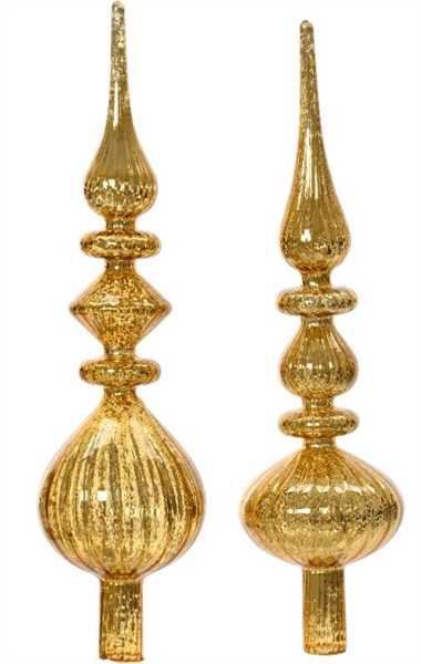 PUNTALE VETRO ANTIQUE CM.D9X35H LIGHT GOLD 2 MODELLI ASS.