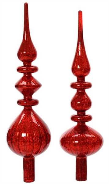 PUNTALE VETRO ANTIQUE CM.D9X35H CHRISTMAS RED 2 MOD. ASS.