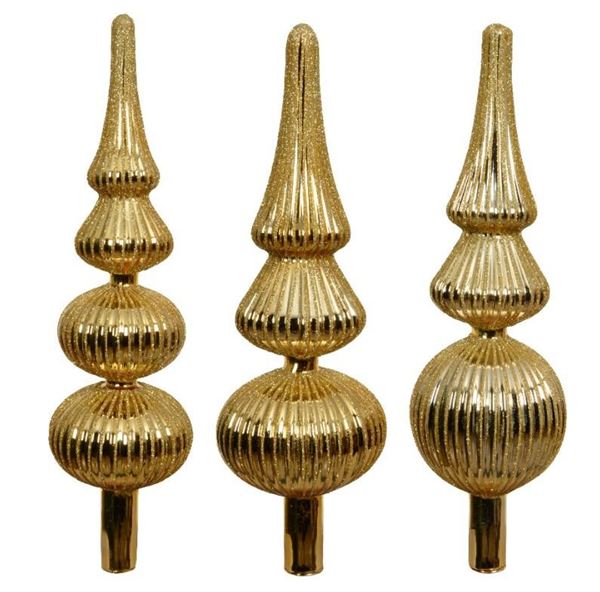 PUNTALE VETRO GLITTER CM.D7,5X31H LIGHT GOLD 2 MOD.ASS.