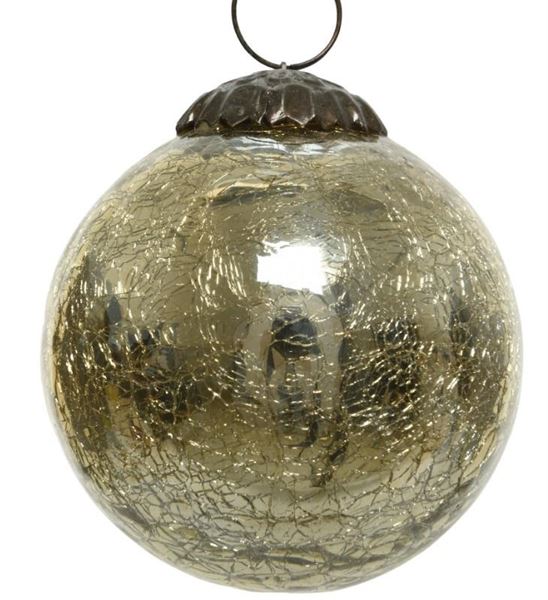 PALLINA NATALE VETRO CRACKLE DIA7,5CM GOLD