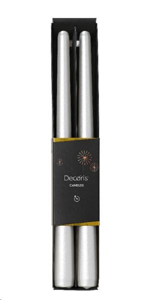 CONFEZIONE 2 PZ CANDELA STELO CM.25H SILVER METAL