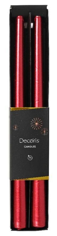 CONF. 2 CANDELE DINNER PARAFF. METALLIC CM.30H RED