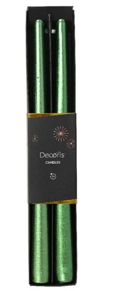 CONF. 2 CANDELE DINNER PARAFF. METALLIC CM.30H GREEN
