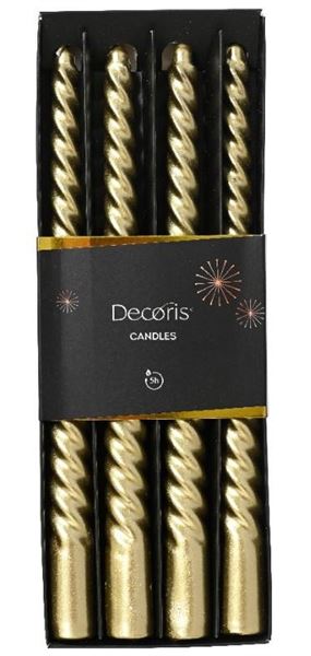CONF. 4 CANDELE DINNER PARAFF. METALLIC SPIRALE CM.25H GOLD