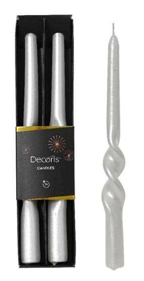 CONF. 2 CANDELE DINNER PARAFF. METALLIC SPIRALE CM.25H WHITE