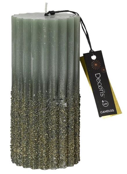 CANDELA PILLAR PARAFFINA GLITTER CM.D7X15H ROSEMARY GREEN
