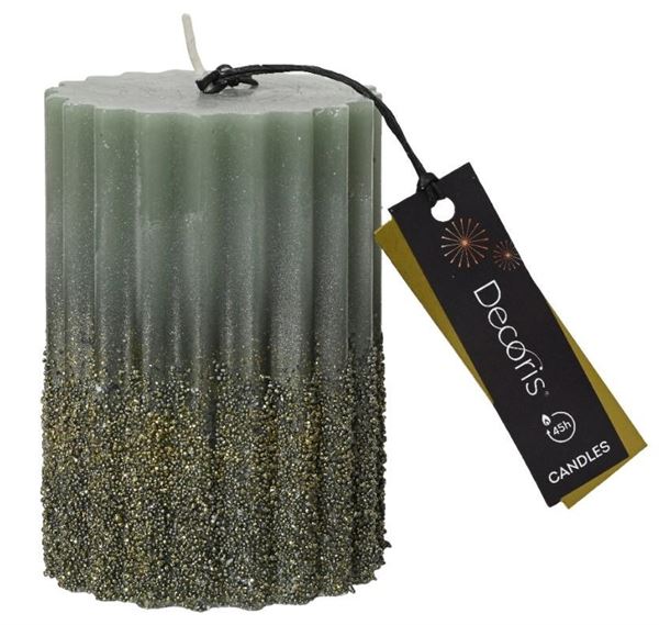 CANDELA PILLAR PARAFFINA GLITTER CM.D7X10H ROSEMARY GREEN