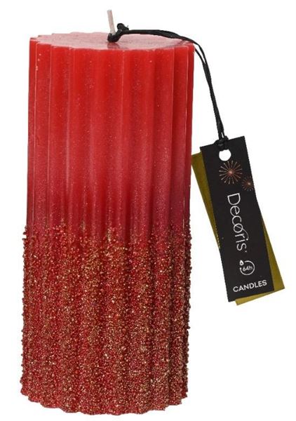 CANDELA PILLAR PARAFFINA GLITTER CM.D7X15H CHRISTMAS RED