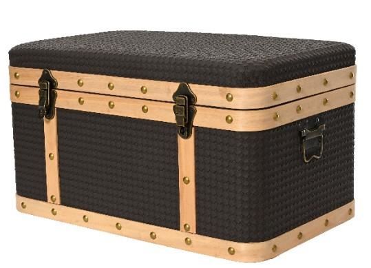 BAULE RETTANGOLARE BORDO IN LEGNO CM.36X59X33H BROWN