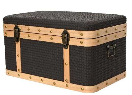 BAULE RETTANGOLARE BORDO IN LEGNO CM.36X59X33H BROWN