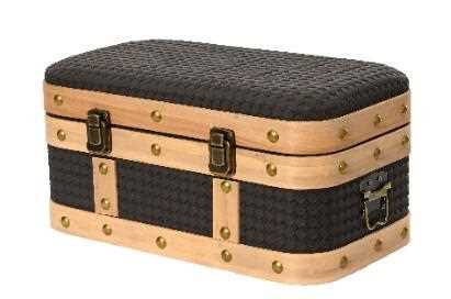 BAULE RETTANGOLARE BORDO IN LEGNO CM.22X39X19H BROWN