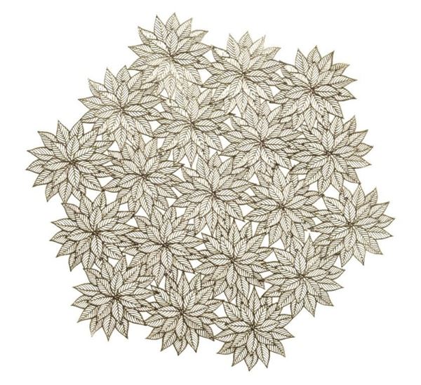 TOVAGLIETTA ESAGONALE PVC STELLA DI NATALE CM.D38 ORO