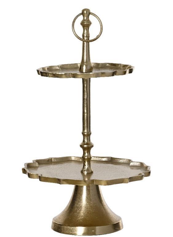ALZATA 2 PIANI ALLUMINIO CM.D33X63H ORO