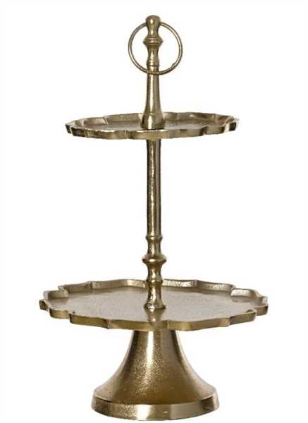 ALZATA 2 PIANI ALLUMINIO CM.D33X63H ORO