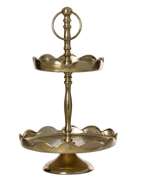 ALZATA 2 PIANI ALLUMINIO CM.D20X35H ORO