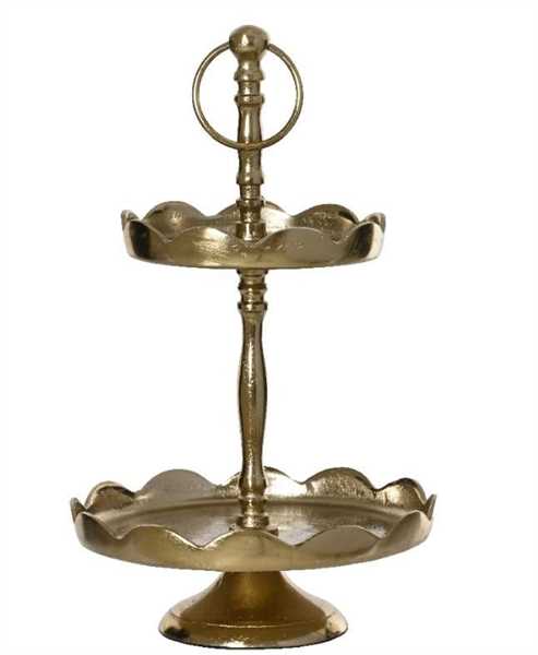 ALZATA 2 PIANI ALLUMINIO CM.D20X35H ORO