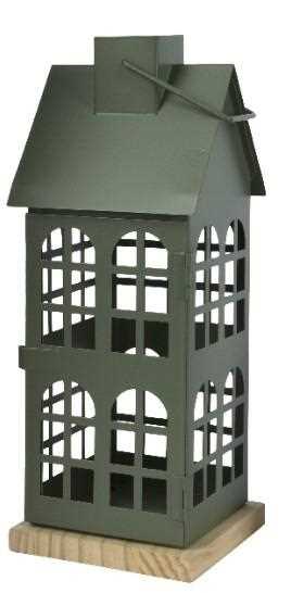 LANTERNA FERRO CASA CON FINESTRE CM.12X12X30H PINE GREEN