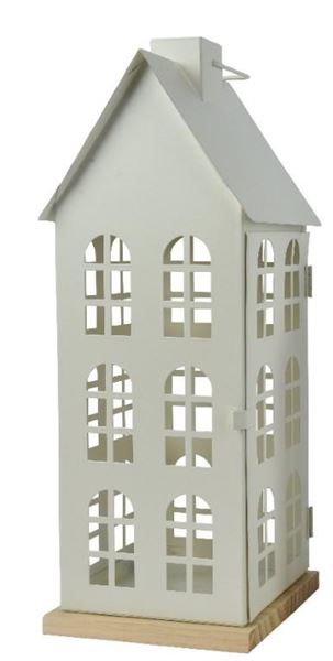 LANTERNA FERRO CASA CON FINESTRE CM.16X16X45H WHITE