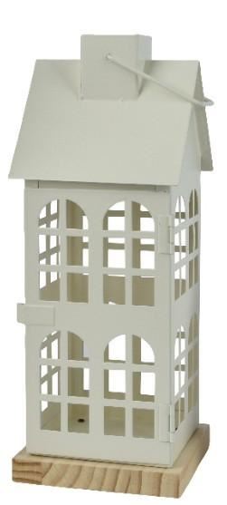 LANTERNA FERRO CASA CON FINESTRE CM.12X12X30H WHITE