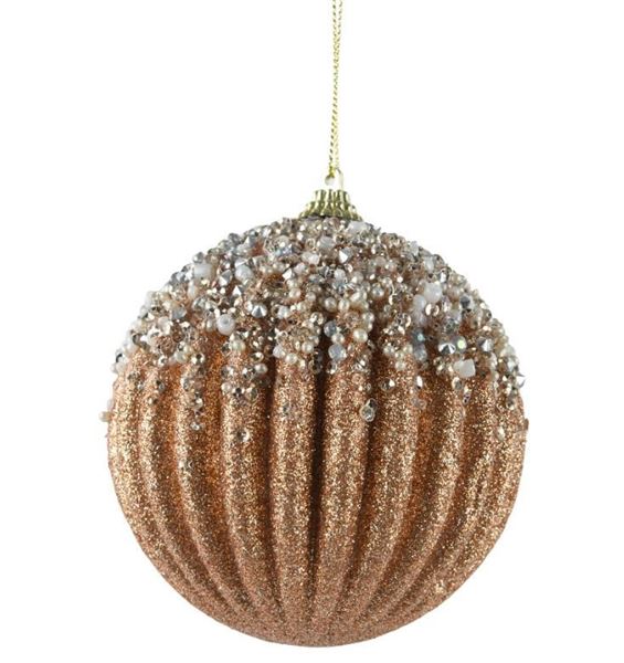 PALLINA NATALE PLASTICA CON PERLINE DIA10CM BRANDY