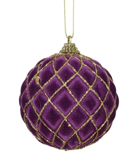 PALLINA NATALE PLASTICA ROMBI LINEE GLITTER DIA8CM FIG