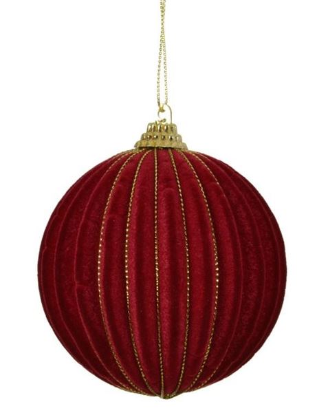 PALLINA NATALE PLASTICA VELLUTO RIGHE DIA8CM OXBLOOD