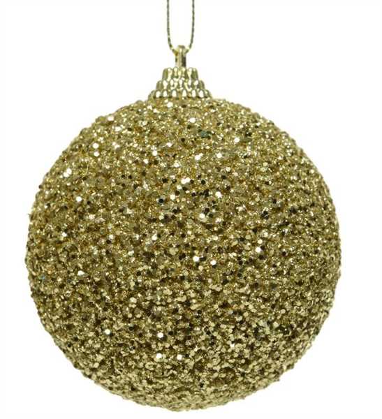 PALLINA NATALE PLASTICA CM.D8 PAILLETTES E GLITTER ORO
