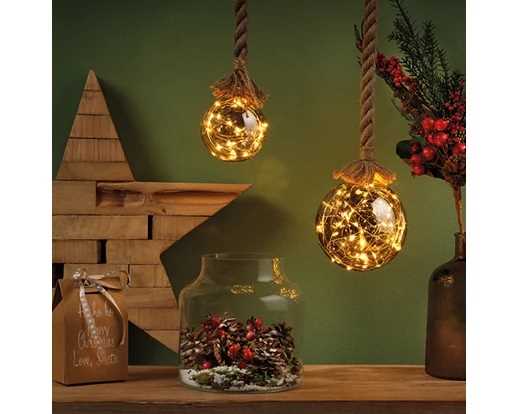 SFERA VETRO 40 MICROLED L.CALDO CLASSICO CM.D20 JUTA 1MT BAT