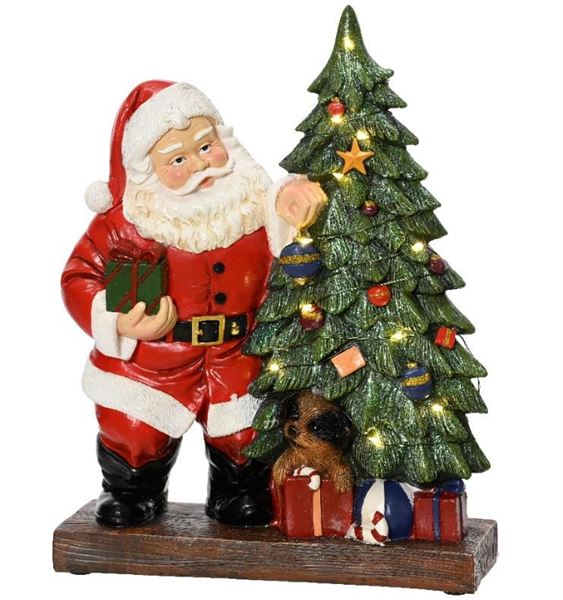 BABBO NATALE POLIRES. MICRO LED L.CALDA CM.8,5X23X29H BATT.